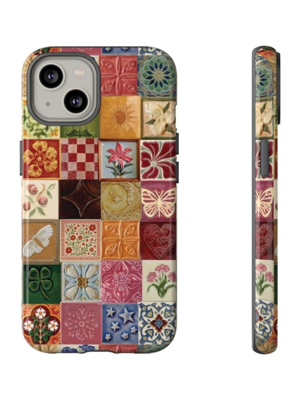 Mosaic Tile Phone Case Bohemian Retro Y2K 90s Hippie Case for iPhone Samsung